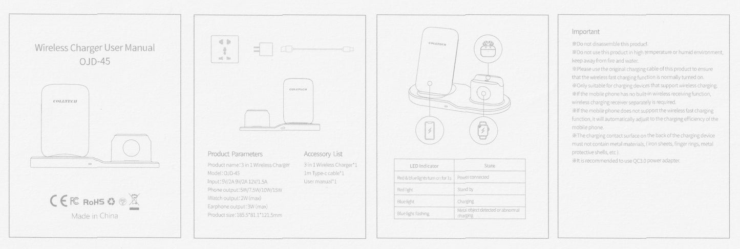 Colltech QI 3-in-1 Fast Charging Station