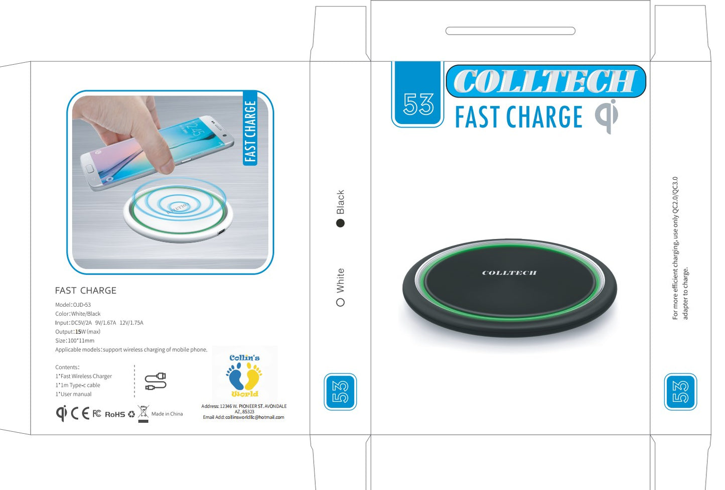 Colltech QI Fast Charge 53 B/G