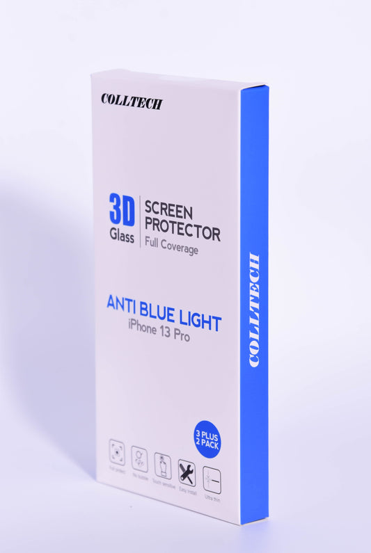 Colltech 3D Glass ANTI-BLUE LIGHT Screen Protector iPhone 13Pro 3+2 Pack…